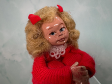 Load image into Gallery viewer, Vintage Artisan Handmade Handpainted OOAK Little Girl Doll In Pajamas With Bows In Hair