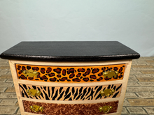 Load image into Gallery viewer, Vintage Artisan Handmade Hand Painted Safari Theme Dresser Zebra & Jaguar