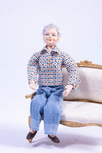 Load image into Gallery viewer, Porcelain Older Woman Doll Dressed in Jeans