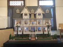 Load image into Gallery viewer, Large White Dollhouse By Jimmy Landers With Furniture And Landscaping