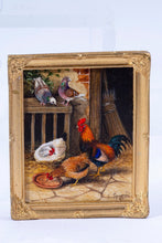 Load image into Gallery viewer, Chris Sparrow Rooster & Chickens with Pigeons Painting