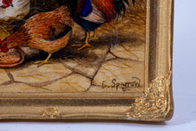 Load image into Gallery viewer, Chris Sparrow Rooster & Chickens with Pigeons Painting