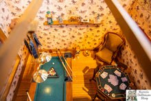 Load image into Gallery viewer, Dollhouse Miniatures ~ Billiards & Poker Decorated Roombox