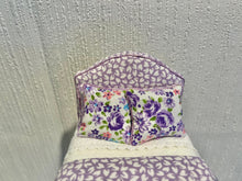 Load image into Gallery viewer, Dollhouse Miniatures ~ 3 Piece Bed Set - Purple Bed, Dresser, Nightstand for Little Girl