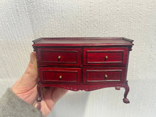 Load image into Gallery viewer, Dollhouse Miniatures ~ 3 Piece Bed Set - Purple Bed, Dresser, Nightstand for Little Girl