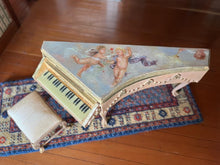 Load image into Gallery viewer, Dollhouse Miniatures ~ Florence Magee 1998 Painted Grand Piano & Bench with Cherubs