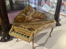 Load image into Gallery viewer, Dollhouse Miniatures ~ Florence Magee 1998 Painted Grand Piano & Bench with Cherubs