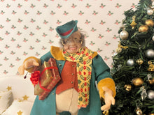 Load image into Gallery viewer, Dollhouse Miniatures ~ Jolly Christmas Gentleman Doll w/ Gifts Holiday Festive