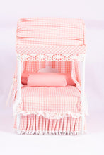 Load image into Gallery viewer, Dollhouse Miniature  ~ Decorated Canopy Bed with Pink & White Gingham Bedding