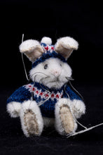 Load image into Gallery viewer, Dollhouse Miniature ~ Mary Bures Fluffy Snow Bunny Rabbit, Adorable Handmade Toy