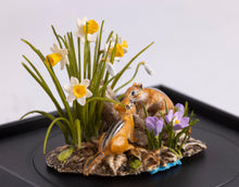 Load image into Gallery viewer, Dollhouse Miniature ~ Mary McGrath Chipmunks with Daffodils