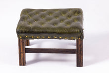 Load image into Gallery viewer, Dollhouse Miniature ~ Gorgeous Green Leather Wing Back Chair & Ottoman by Joan Ince