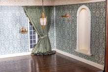 Load image into Gallery viewer, Dollhouse Miniature ~ Lawbre Undecorated Roombox with Jim Pounder Lighting & Lilli Ann Hamilton Drapery - From Lee Lefkowitz Estate