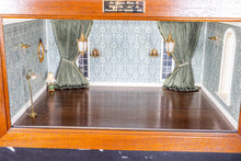 Load image into Gallery viewer, Dollhouse Miniature ~ Lawbre Undecorated Roombox with Jim Pounder Lighting & Lilli Ann Hamilton Drapery - From Lee Lefkowitz Estate