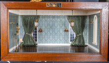 Load image into Gallery viewer, Dollhouse Miniature ~ Lawbre Undecorated Roombox with Jim Pounder Lighting & Lilli Ann Hamilton Drapery - From Lee Lefkowitz Estate