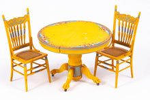 Load image into Gallery viewer, Dollhouse Miniature ~ Hand Painted Kitchen Hutch with Table & Chairs by Linda Sue