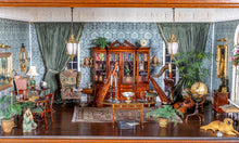 Load image into Gallery viewer, Dollhouse Miniature ~ Lawbre Undecorated Roombox with Jim Pounder Lighting & Lilli Ann Hamilton Drapery - From Lee Lefkowitz Estate