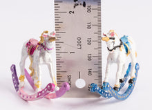 Load image into Gallery viewer, Artisan Hand Painted Pink or Blue Unicorn Rocking Horse - Metal Toy