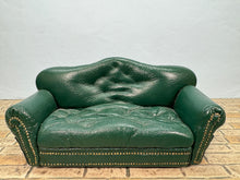 Load image into Gallery viewer, Dollhouse Miniature ~ Vintage 1992 Artisan Pat Tyler Handmade Green Leather Couch
