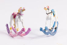 Load image into Gallery viewer, Artisan Hand Painted Pink or Blue Unicorn Rocking Horse - Metal Toy