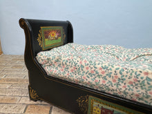 Load image into Gallery viewer, Dollhouse Miniature ~ Artisan Handmade Hand Painted Sleigh Bed With Handmade Matress