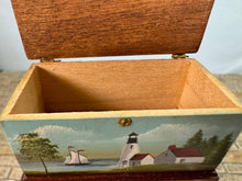 Load image into Gallery viewer, Vintage Artisan Therese Bahl Signed OOAK Handpainted Lighthouse Chest