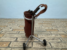 Load image into Gallery viewer, Dollhouse Miniature ~ Artisan Handmade Leather Golf Bag With Walking Cart