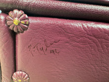 Load image into Gallery viewer, Dollhouse Miniature ~ Vintage 1990’s Artisan Pat Tyler Handmade Burgundy Leather Chair & Couch Set