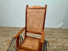 Load image into Gallery viewer, Vintage Artisan Handmade Wheel Chair Working Wheels & Fold Up Leg Rests