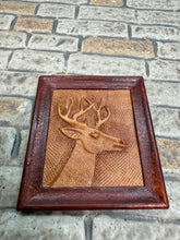 Load image into Gallery viewer, Vintage 1981 Artisan Signed Handmade Punched Leather Deer Artwork