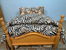 Load image into Gallery viewer, Dollhouse Miniature ~ Signed Artisan Handmade Decorated Zebra Bed 2