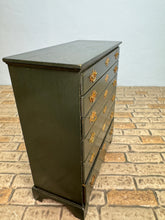 Load image into Gallery viewer, Vintage Artisan Handmade Hand Painted Wooden Dark Green OOAK Dresser