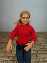 Load image into Gallery viewer, Dollhouse Miniature ~ Artisan Handmade Hand Sculpted Modern Woman Doll Wearing Gold Jewelry & White Sneakers