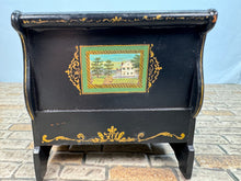 Load image into Gallery viewer, Dollhouse Miniature ~ Artisan Handmade Hand Painted Sleigh Bed With Handmade Matress