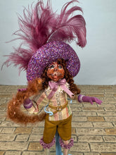 Load image into Gallery viewer, Dollhouse Miniature ~ Artisan Handmade Party Cat in Boots Doll Wearing Purple Hat - Anthropomorphic