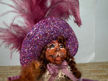 Load image into Gallery viewer, Dollhouse Miniature ~ Artisan Handmade Party Cat in Boots Doll Wearing Purple Hat - Anthropomorphic