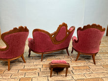 Load image into Gallery viewer, Dollhouse Miniature ~ Vintage Artisan Pat Leonetta Handmade Victorian 4 Piece Sofa & Chair Set