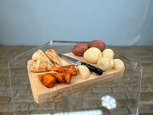Load image into Gallery viewer, Dollhouse Miniature ~ Artisan Handmade Potato , Carrots, Parsnips Cutting Board With Knife