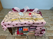 Load image into Gallery viewer, Artisan Signed Handmade Decorated Pink Sewing Table