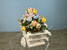 Load image into Gallery viewer, Dollhouse Miniature ~ Vintage David Krupick Handmade Wooden Hand Painted Flower Cart