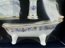 Load image into Gallery viewer, Reutter Porcelain Germany 3 Piece Blue & Gold Bathroom Set New In Box