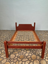 Load image into Gallery viewer, Dollhouse Miniature ~ Vintage Artisan Bearly Big Enough 2004 Handmade Red Bed Frame