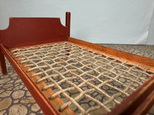 Load image into Gallery viewer, Dollhouse Miniature ~ Vintage Artisan Bearly Big Enough 2004 Handmade Red Bed Frame