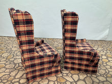 Load image into Gallery viewer, Dollhouse Miniature ~ Vintage Artisan Handmade Chair Set With Handmade Afghan Throw Blanket