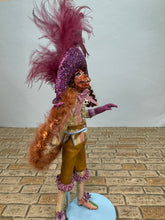 Load image into Gallery viewer, Dollhouse Miniature ~ Artisan Handmade Party Cat in Boots Doll Wearing Purple Hat - Anthropomorphic