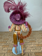 Load image into Gallery viewer, Dollhouse Miniature ~ Artisan Handmade Party Cat in Boots Doll Wearing Purple Hat - Anthropomorphic
