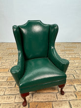 Load image into Gallery viewer, Vintage Artisan RSJ Handmade Green Leather Wingback Chair