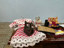 Load image into Gallery viewer, Dollhouse Miniature ~ Decorated Sewing Table Reutter Porcelain Germany Middle Drawer Opens