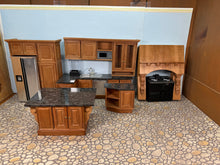 Load image into Gallery viewer, Dollhouse Miniature ~ 8 Piece Artisan Handmade Custom Modern Appliances Granite Kitchen Set With Artisan Hearth & Home UK Stove