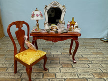 Load image into Gallery viewer, Dollhouse Miniature ~ Decorated 2 Piece Women's Vanity & Chair Set Reutter Porcelain Germany